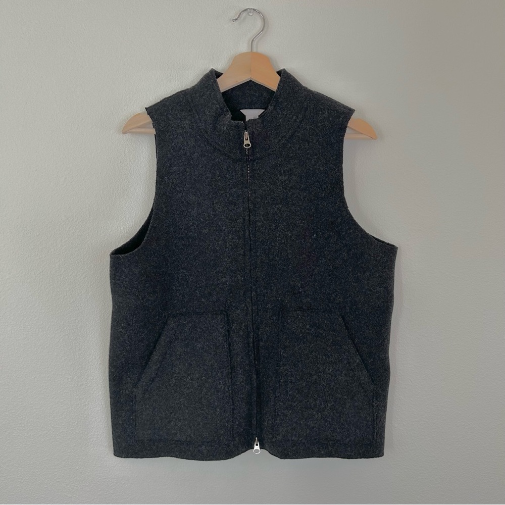 J. Crew Gray Wool Zip Vest L